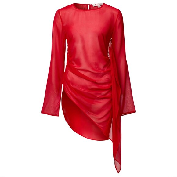 98. VIKTORIA & WOODS Stardust Red Sheer Silk Tunic Top $400 NWT Sz 1 US 4 - Picture 9 of 9
